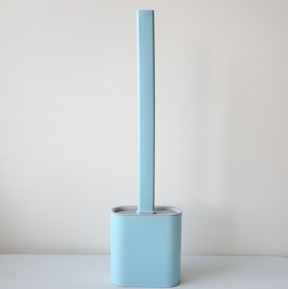 New Blue Silicone Toilet Brush and Holder Set